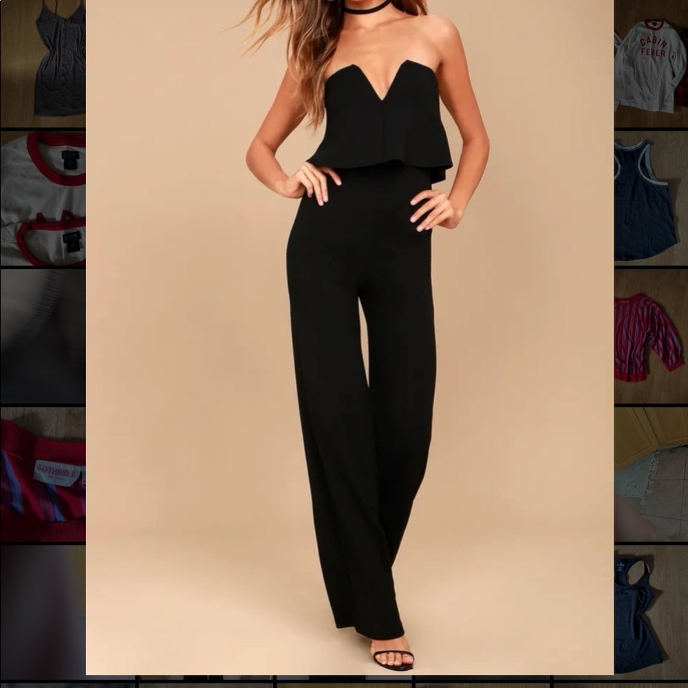 Power of Love Black Strapless Jumpsuit by Lulus